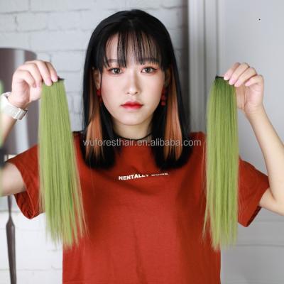 China WUFOREST Straight Beauty Straight Colored Synthetic Hair Clip Ins Pieces For Women for sale