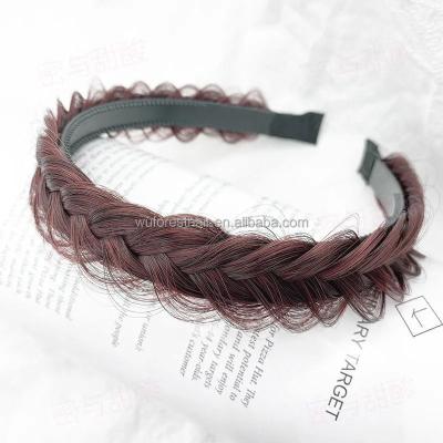 China WUFOREST Hairstyle Braided Wig Circle Hair Accessories Braid Headband Synthetic Hair Fashion Wigs Headbands For Women for sale