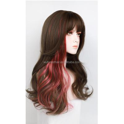 China WUFOREST Curly Long Matte Synthetic Hair Extensions Colored Curly With Clips Ins Curl Hair Clip In Wigs For Women Cosplay for sale