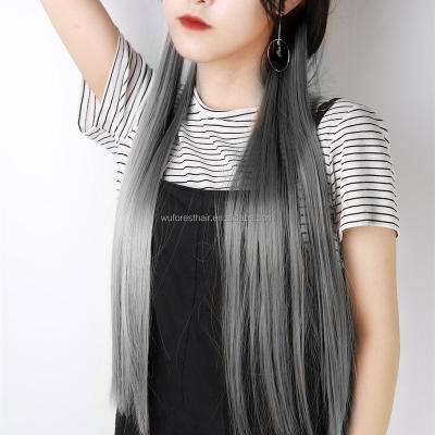 China WUFOREST Long Matte Natural Synthetic Hair Extensions Colored Insti Straight Clip In Set Wigs Cosplay Hairstyle for sale