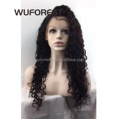 China Body Wave WUFOREST 1B Black Lace Front Wavy Human Hair Curly Front Wigs Long For Women Full Lace Wig With Pre Plucked Baby Hair for sale