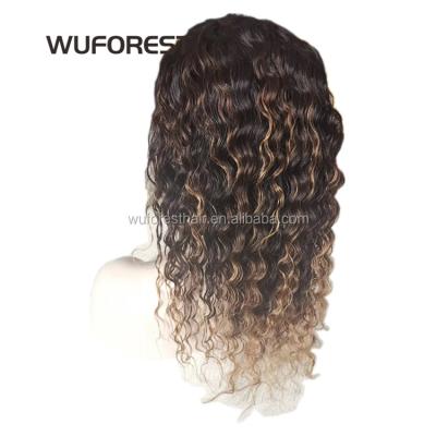 China WUFOREST Brown Deep Wave Hd Black Blonde Curly Deep Wave Hair Lace Front Wigs Full Lace Wavy Pre Plucked Front Wigs for sale