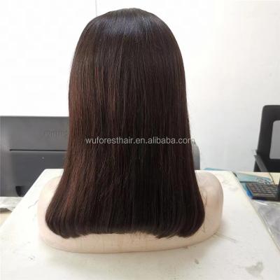 China WUFOREST Straight Black Brown Short Bob Full Lace Wig Lace Front Human Hair Wigs For Women for sale