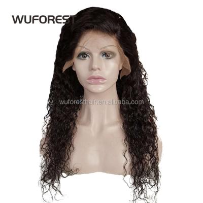 China WUFOREST Full Lace Front Wigs Curly Water Wave Human Hair 100% Lace Front Wig Brazilian Transparent Lace Headband 100% Water Wave Hair for sale