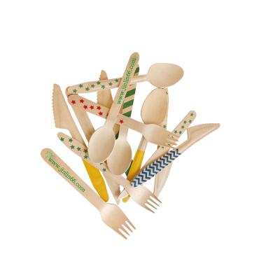 China Sustainable Hot Sale Eco Friendly Disposable Wooden Cutlery Set 140 Mm Reinforcement for sale