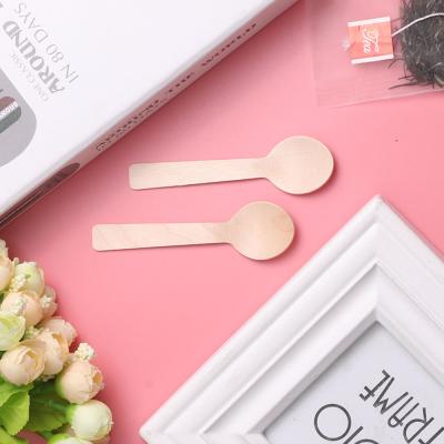 China Wholesale Disposable Biodegradable Compostable Cutlery 100mm Wooden Teaspoon And Gelato Spoon for sale