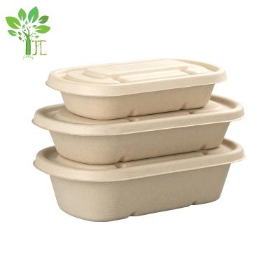 China Wholesale artisan 500ml 700ml 800ml 1000ml sugarcane degradable oval pulp tableware for sale