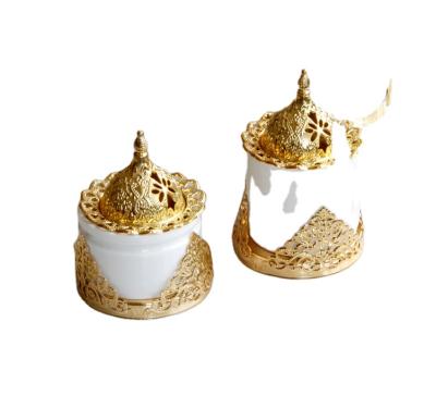 China Mid New Arab Religion Marbkhara Gold Metallization Charcoal Ceramic Dish East Assemble Censer Set for sale