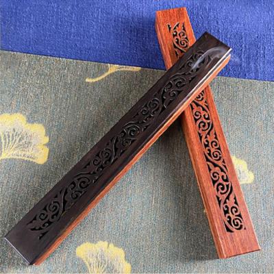 China Wholesale Chinese Incense Creative Sandalwood Incense Censer Holder Box Wooden Aroma Dish Censers for sale