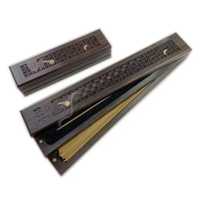 China Cheap Home Indoor Black Chinese Incense Long and Short Ebony Wood Line Double Layer Incense Burner for sale