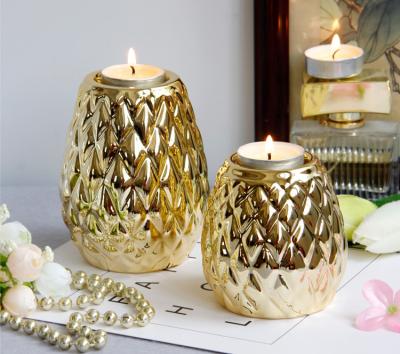 China European Style Tibetan Incense Home Decoration Ornaments Luxury Diamond Gold Silver Ceramic Candle Holder Candle Cup for sale