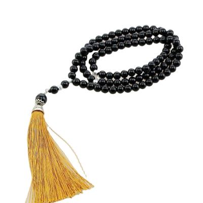 China Best Selling Environmental Friendly Black Ball Gold Tassel Fashion Silver Plating 33pcs Agate Beads Luxury Bracelet for sale