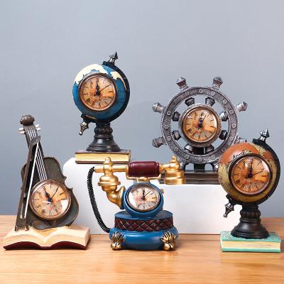 China The other Creative Resin Crafts model of musical instrument clock of new birthday retro gift European-style ornament for sale