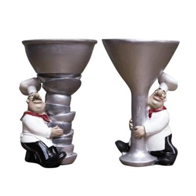 China Other Creative Home Bowl Candle Holders Holding Wine Glass Chef Cafe Decoration Ornaments Decorative Resin Craft for sale