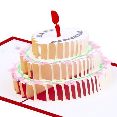 China Europe Newcomer Cake Shaped 3D Pop Up Cards Birthday Gift Cards Luxury Greeting Cards For Birthday Party for sale