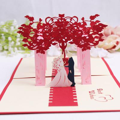 China Europe wedding invitation wedding on the beach pop up card 3d laser cutting handmade greeting card for sale