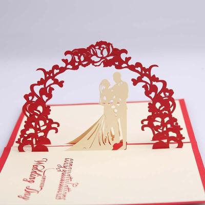 China Europe 2021 custom paper 3d pop up laser cut simple invitation card design for wedding for sale