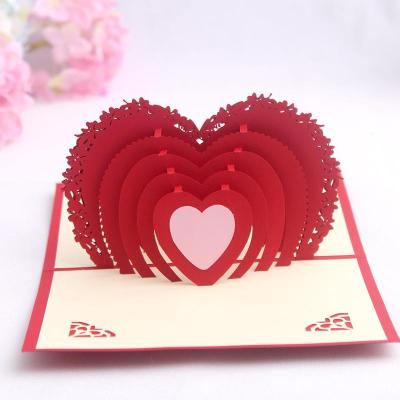 China Europe 3D Pop Valentine's Day Gift Heart Shaped Handmade Wedding Invitation Cards Thanksgiving Greeting Cards Birthday for sale