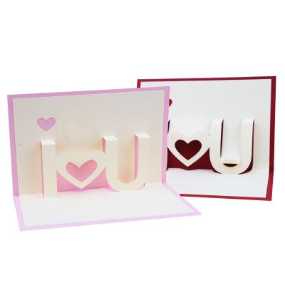 China Europe 3D valentines pop up greeting cards love card handmade greeting for valentines wedding invitations for sale