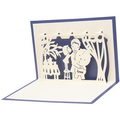 China Wholesale Europe Father's Day Greeting Card 3D Hollow Greeting Card Gift Vouchers for sale