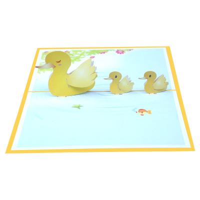 China Wholesale Europe Cute Ducks Handmade 3D Greeting Animal Pop Up Card Mother's Day Custom Design Craft for sale