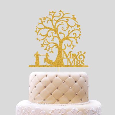 China Beautiful Colorful Mr. MRS Paper Cake Topper Laser Cutter Cake Toppers Cake Topper Mr. Mrs. Wedding Favor Party Supply for sale