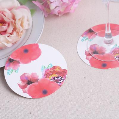 China Disposable Pink Paper Coaster Hotel Paper Coaster Sustainable Paper Drinks Coaster Party Supply for sale