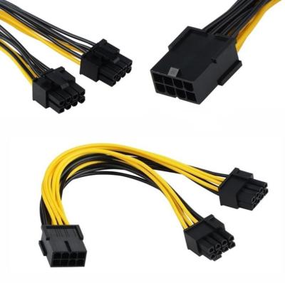 China 2in1 PCI 8 pin cable 2in1 PCI 8 pin to 2 adapter 6pin + 2pin 8p slide rail 8p power cord to 2 8pin graphics card extension cable jumper cable for sale