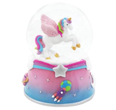 China Custom Resin Unicorn Snow Globe, A Wonderful Gift For Christmas Birthday, High Quality Bedroom India Decoration for sale