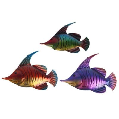 China Custom Wall Art Garden Decor Europe Metal Fish Set of 3 Colorful Outdoor or Indoor Wall Sculptures for sale