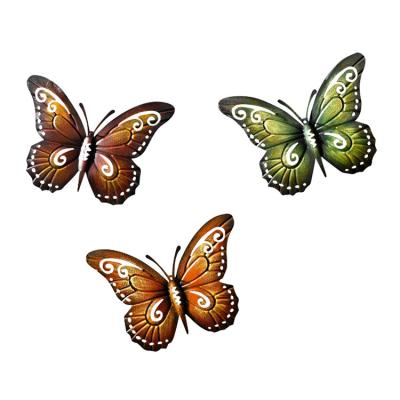 China Europe Factory Hot Sales Wall Decors Set 3 Butterfly Art Metal Craft Decorations for sale