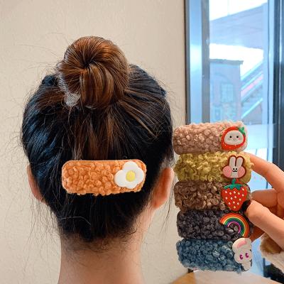 China Japan and Korean style simple and cute Korea small short hair snap plush hair imitation rabbit hairpin clip for Lady for sale