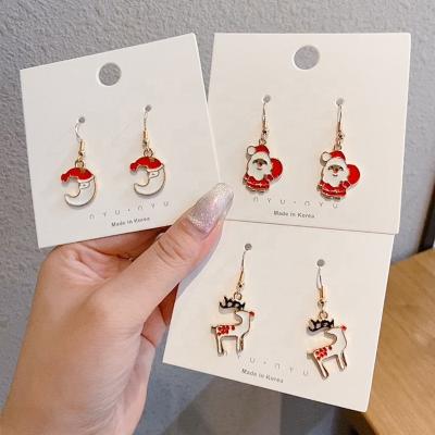 China New TRENDY Christmas Earrings 925 Silver Needle Snowman Santa Tree Stud Earring For Women Party Jewelry for sale