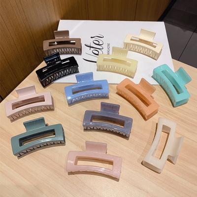 China Japan and Korean Style Wholesale Hot Selling Ins Style Big Size Hair Claws Rectangle Matte Hair Claw Acrylic Hollow Clip for sale