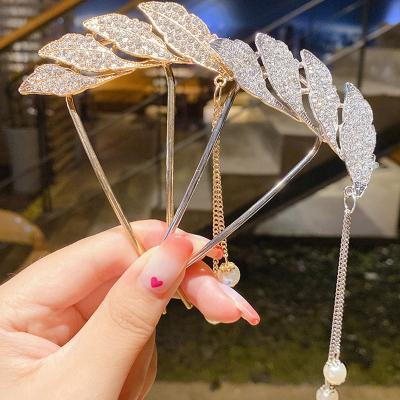 China European and American rhinestone hairpin tassel female style antique simple headdress for sale