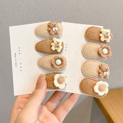 China Decorate 2022 new autumn and winter milk coffee bear hairpin children's cartoon plush hairpin side lovely hits the clip for sale