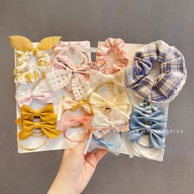 China 8pcs/set Japan and Korean Style Korean Girls Bows Princess Hair Rope Sweet Lace Hair Clips Barrettes Kids Fashion Hair Accessories for sale