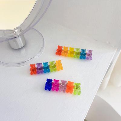 China Japan And New Korean Style Fashion Jelly Bear Hairgrip Rainbow Color Hair Pin Accessories Cute Gummy Bear Hair Clips For Kids Women Girls for sale