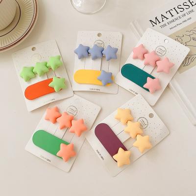 China Hot Selling Korean Style Japan and Amazon Candy Color Hair Pins New Summer Design Star Heart Pin For Girls Wholesale High Quality Hair Clips for sale