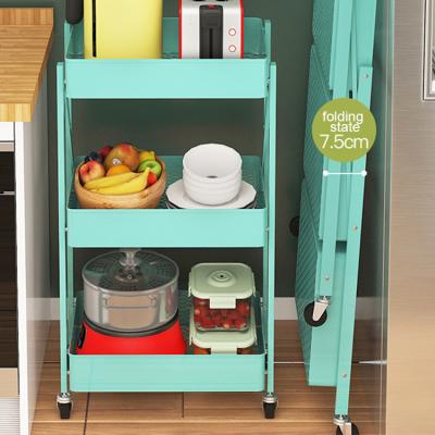 China Home Kitchen Stored Wheel Racks Collapsible Shelf Rack Holder Buries Debris Sort Out Storage Support for sale