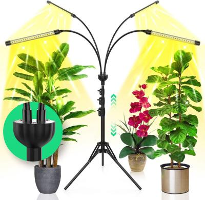 China With Adjustable Tripod Plant Grow Light Dimmable 4 Tube Sync Full Spectrum LED Grow Light With Tripod Stand Home Office Indoor Plant Growing Light for sale