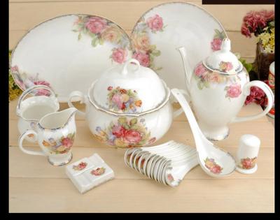 China Red Bone China 51pcs Tea Set Tableware Set 15pcs Viable Afternoon Coffee Cup Bone China Tea Set for sale