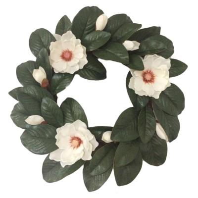 China Decorative Wreath Hot Sales Artificial Magnolia Leaf Wreath/Wreaths for sale