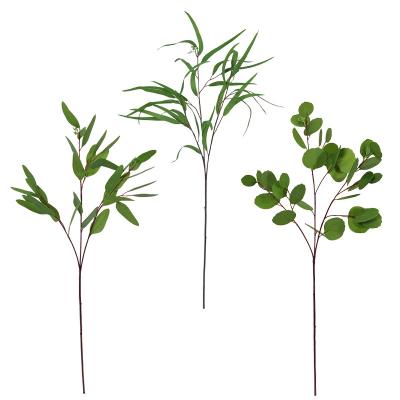 China Soft Fabric Waist Wedding Decorative Eucalyptus Long Stems 3D Finish Artificial Lifelike Eucalyptus Stem And Branches for sale