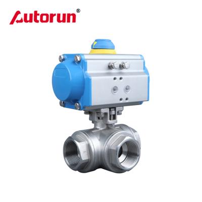 China Stainless Steel General Pneumatic Control Valve 3 Way Ball Valve for sale