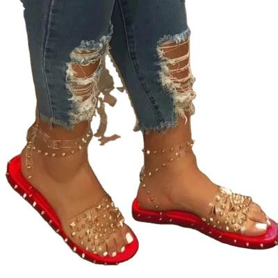 China 1 Flat with Open Toe Line-Style Buckle Rivet Sandals for sale