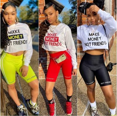 China 2022 Breathable Fashionable Casual Letter Printing Women's Spring Two Piece Set 2 Piece Set Sportswear Long Sleeve for sale