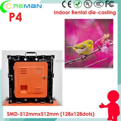 China lowest price indoor/outdoor rgb p4 led matrix 32x64 led screen video cabinet frame,slim aluminum led panel screen cabinet frame 512*512mm p4 for sale