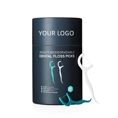 China Coolfeel Biodegradable Natural Wheat Straw Handle Dental Floss Picks Teeth Cleaning for sale