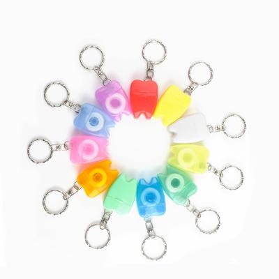 China Tooth Care Dental Floss Pick Promotional Tooth Key Chain , Tooth Shaped Key Chain Dental Floss for sale